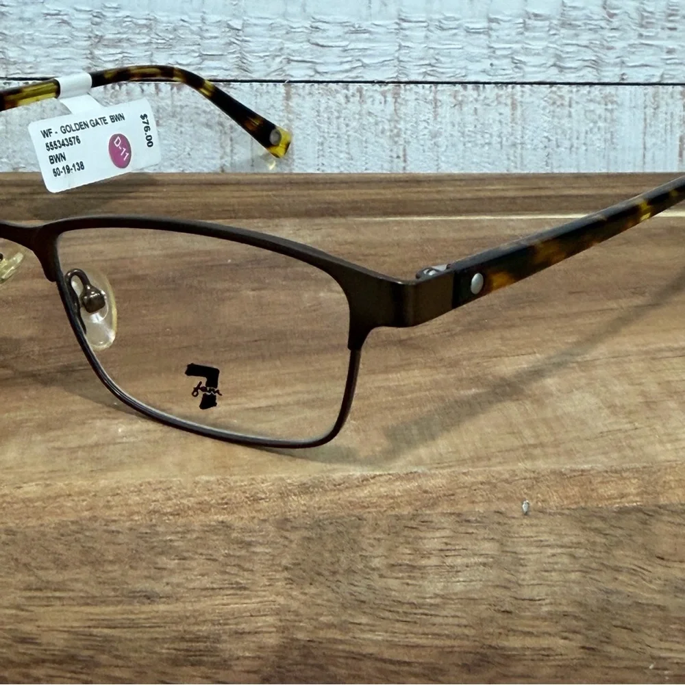 7 For All Mankind Golden Gate Tortoise Rectangular Eyeglass FRAMES 5-19-138 (NWT